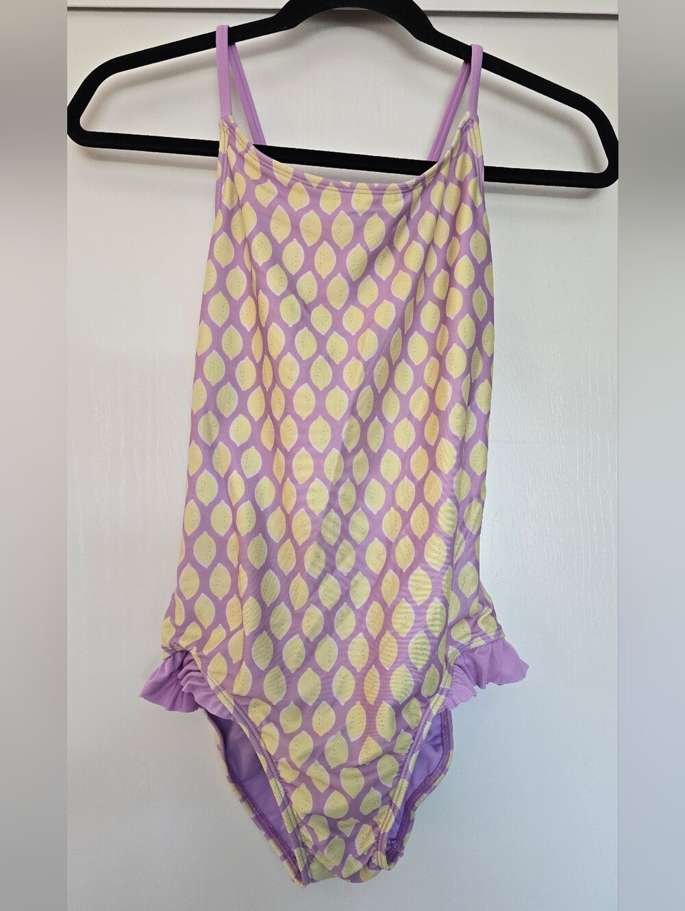 Cat & Jack - Girls Purple and Yellow Ruffle Lemon Print One-Piece Swimsuit